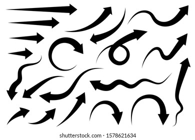 Hand drawn arrow vector icons set. sketch arrow design for business plan and education.