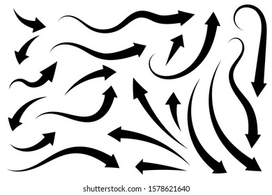 Hand drawn arrow vector icons set. sketch arrow design for business plan and education.