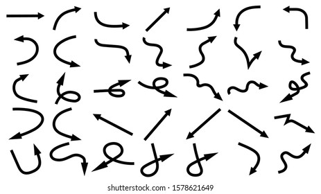 Hand drawn arrow vector icons set. sketch arrow design for business plan and education.