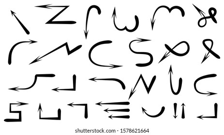 Hand drawn arrow vector icons set. sketch arrow design for business plan and education.