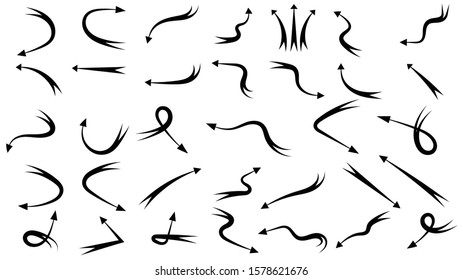 Hand drawn arrow vector icons set. sketch arrow design for business plan and education.