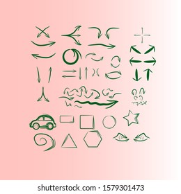 Hand drawn arrow vector icons set. sketch arrow design for business plan and education.