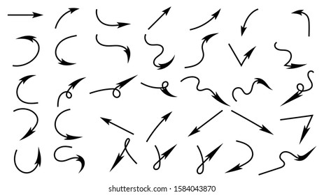 Hand drawn arrow vector icons set. sketch arrow design for business plan and education.