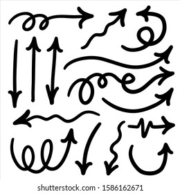 Hand drawn arrow vector icons set. sketch arrow design for business plan and education.