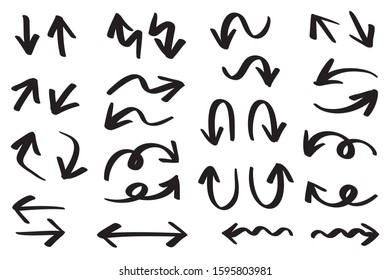 Hand drawn arrow vector icons set. sketch arrow design for business plan and education.