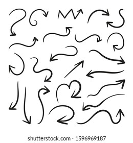 Hand drawn arrow vector icons set. sketch arrow design for business plan and education.
