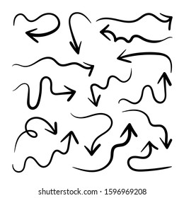 Hand drawn arrow vector icons set. sketch arrow design for business plan and education.