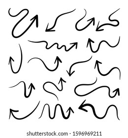 Hand drawn arrow vector icons set. sketch arrow design for business plan and education.