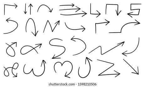Hand drawn arrow vector icons set. sketch arrow design for business plan and education.