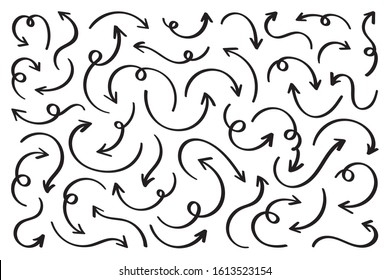Hand drawn arrow vector icons set.
