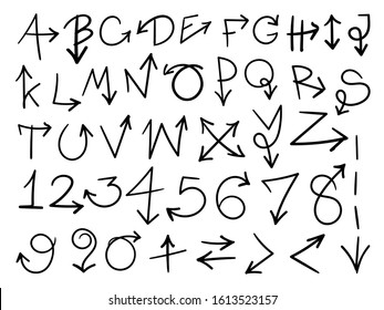 Hand drawn arrow vector icons set.