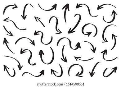 Hand drawn arrow vector icons set.