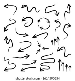 Hand drawn arrow vector icons set.