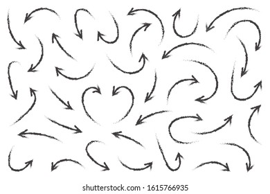 Hand drawn arrow vector icons set. sketch arrow design for business plan and education.