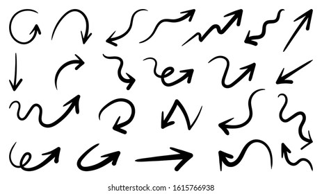 Hand drawn arrow vector icons set. sketch arrow design for business plan and education.