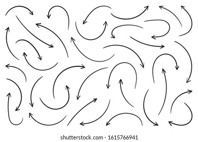 Hand drawn arrow vector icons set. sketch arrow design for business plan and education.