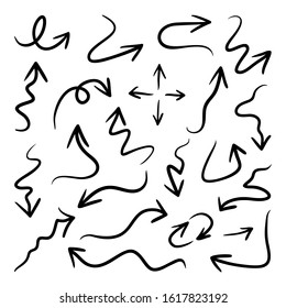 Hand drawn arrow vector icons set. sketch arrow design for business plan and education.