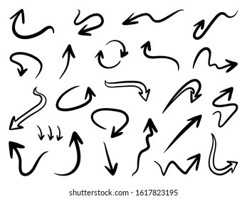 Hand drawn arrow vector icons set. sketch arrow design for business plan and education.