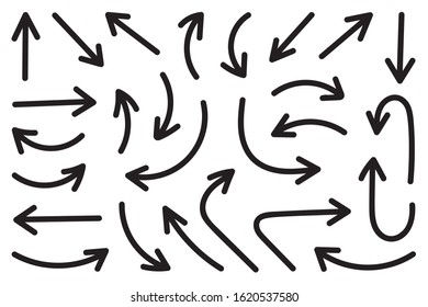 Hand drawn arrow vector icons set. sketch arrow design for business plan and education.