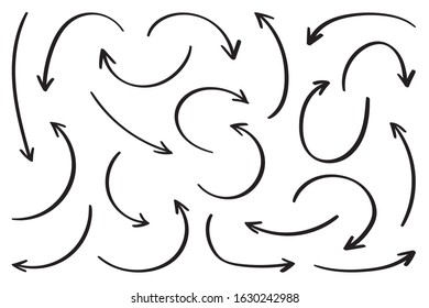 Hand drawn arrow vector icons set. sketch arrow design for business plan and education.	