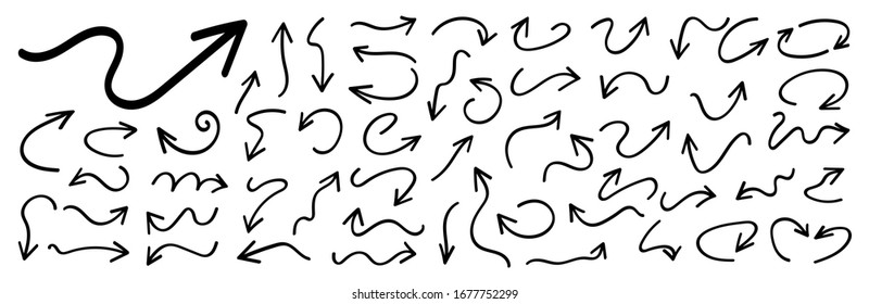 Hand drawn arrow vector icons set.