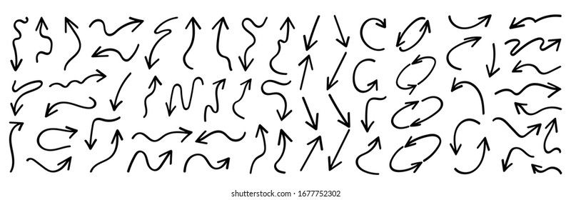 Hand drawn arrow vector icons set.