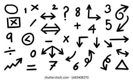 Hand drawn arrow vector icons set. sketch arrow design for business plan and education.