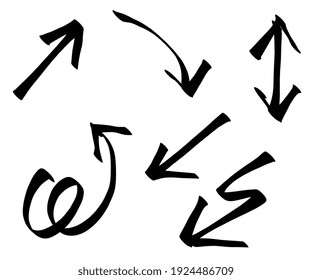 Hand drawn arrow vector icons set. Sketch arrow design for business plan and education.