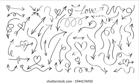Hand drawn arrow vector icons set. sketch arrow design for business plan and education.
Set of arrow doodle on white background.

