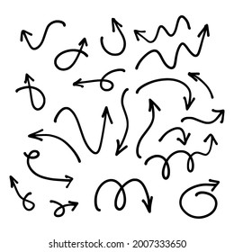 Hand drawn arrow vector icons set. sketch arrow collection