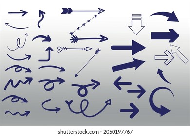 Hand drawn arrow vector icons set. sketch arrow design for a business plan and education
