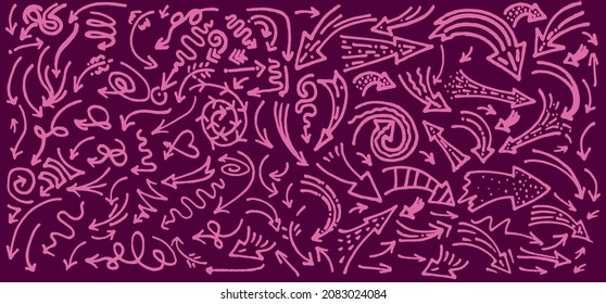 Hand drawn arrow vector icons set. Arrow filigree.