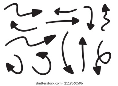 Hand drawn arrow vector icons set. sketch arrow design for business plan and education.