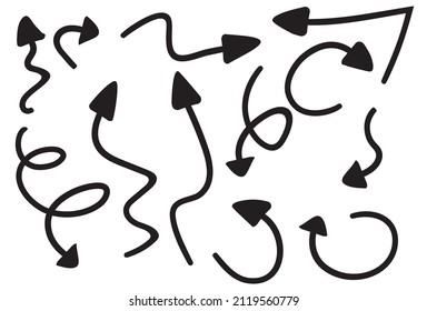 Hand drawn arrow vector icons set. sketch arrow design for business plan and education.