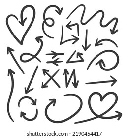 Hand drawn arrow vector icons set. sketch arrow design for business plan and education.