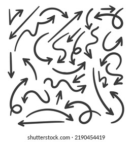 Hand drawn arrow vector icons set. sketch arrow design for business plan and education.