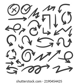Hand drawn arrow vector icons set. sketch arrow design for business plan and education.