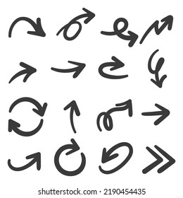Hand drawn arrow vector icons set. sketch arrow design for business plan and education.