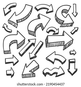 Hand drawn arrow vector icons set. sketch arrow design for business plan and education.