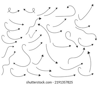 Hand drawn arrow vector icons set. Sketch arrow design for business plan and education.