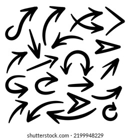 Hand drawn arrow vector icons set. sketch arrow design for business plan and education.