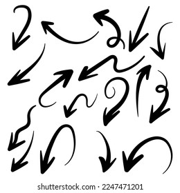 Hand drawn arrow vector icons set. sketch arrow design for business plan and education , ART arrow for design