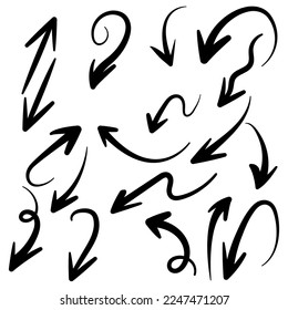 Hand drawn arrow vector icons set. sketch arrow design for business plan and education , ART arrow for design