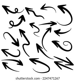 Hand drawn arrow vector icons set. sketch arrow design for business plan and education , ART arrow for design