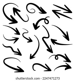 Hand drawn arrow vector icons set. sketch arrow design for business plan and education , ART arrow for design