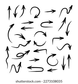 Hand drawn arrow vector icons set. sketch arrow design for business plan and education. Vector arrows