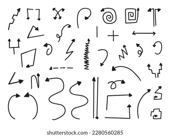 Hand drawn arrow vector icons set.