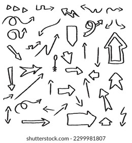 Hand drawn arrow vector icons set.Sketch arrow design for business plan and education.Vector illustration eps10