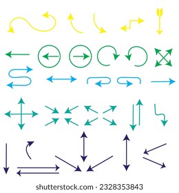 Hand drawn arrow vector icons set. sketch arrow design for business plan and education.