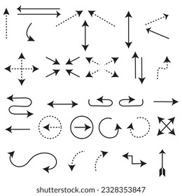 Hand drawn arrow vector icons set. sketch arrow design for business plan and education.